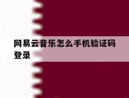 网易云音乐怎么手机验证码登录