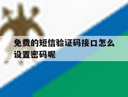 免费的短信验证码接口怎么设置密码呢