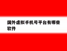 国外虚拟手机号平台有哪些软件