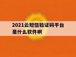 2021云短信验证码平台是什么软件啊