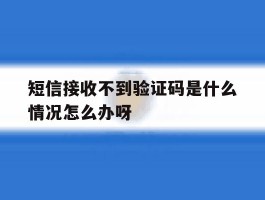 短信接收不到验证码是什么情况怎么办呀