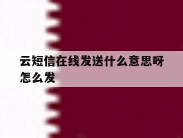包含云短信在线发送什么意思呀怎么发的词条