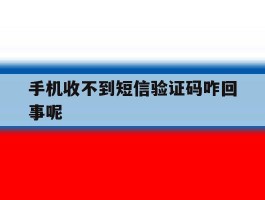 手机收不到短信验证码咋回事呢