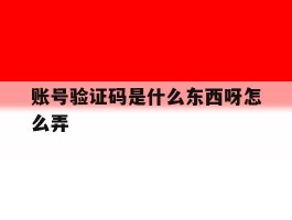 账号验证码是什么东西呀怎么弄