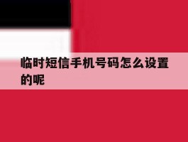 临时短信手机号码怎么设置的呢
