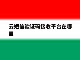 云短信验证码接收平台在哪里
