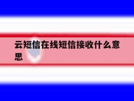 云短信在线短信接收什么意思