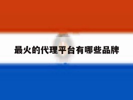最火的代理平台有哪些品牌