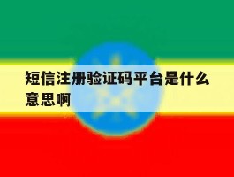 短信注册验证码平台是什么意思啊