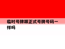 临时号牌跟正式号牌号码一样吗