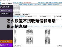 怎么设置不接收短信和电话提示信息呢