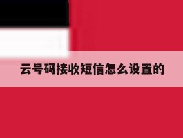 云号码接收短信怎么设置的