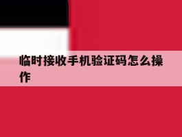 临时接收手机验证码怎么操作