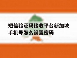 短信验证码接收平台新加坡手机号怎么设置密码的简单介绍