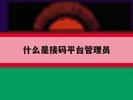 什么是接码平台管理员
