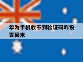 华为手机收不到验证码咋设置回来