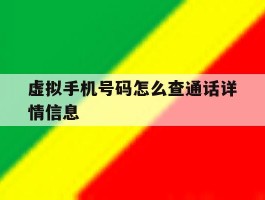 虚拟手机号码怎么查通话详情信息