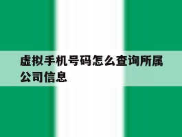 虚拟手机号码怎么查询所属公司信息