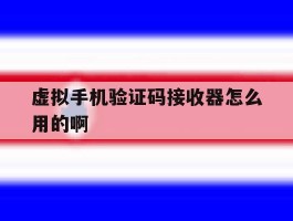 虚拟手机验证码接收器怎么用的啊