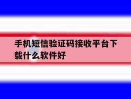 手机短信验证码接收平台下载什么软件好