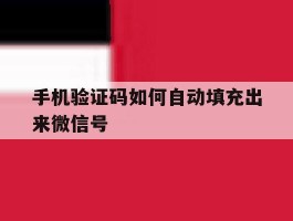 手机验证码如何自动填充出来微信号