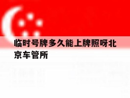 临时号牌多久能上牌照呀北京车管所的简单介绍
