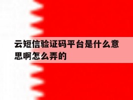 云短信验证码平台是什么意思啊怎么弄的