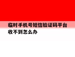 临时手机号短信验证码平台收不到怎么办