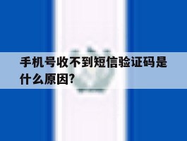 手机号收不到短信验证码是什么原因?
