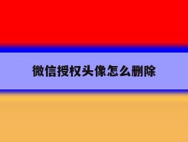 微信授权头像怎么删除