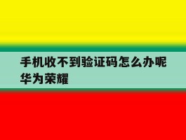 手机收不到验证码怎么办呢华为荣耀