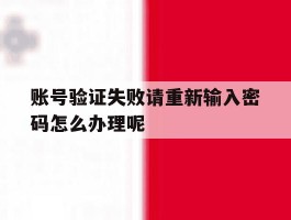 账号验证失败请重新输入密码怎么办理呢