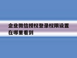 企业微信授权登录权限设置在哪里看到