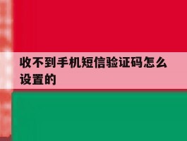 收不到手机短信验证码怎么设置的