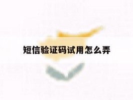 短信验证码试用怎么弄