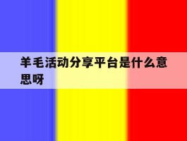 羊毛活动分享平台是什么意思呀