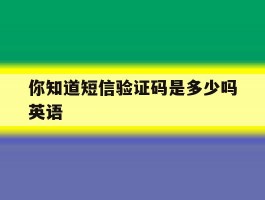 你知道短信验证码是多少吗英语