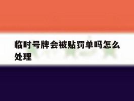 临时号牌会被贴罚单吗怎么处理