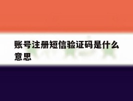 账号注册短信验证码是什么意思
