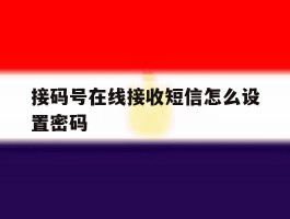 接码号在线接收短信怎么设置密码