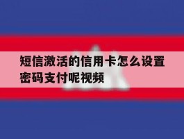 短信激活的信用卡怎么设置密码支付呢视频