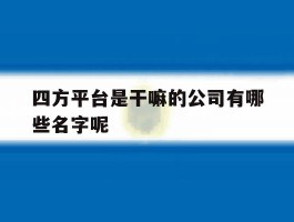 四方平台是干嘛的公司有哪些名字呢