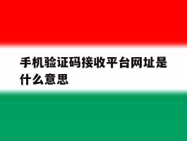 手机验证码接收平台网址是什么意思