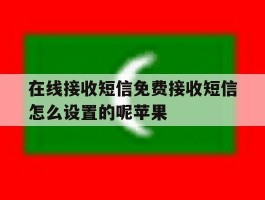 在线接收短信免费接收短信怎么设置的呢苹果