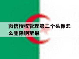 微信授权管理第二个头像怎么删除啊苹果