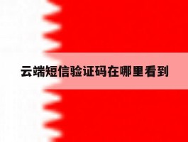 云端短信验证码在哪里看到
