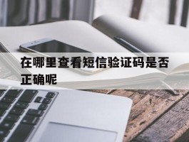 在哪里查看短信验证码是否正确呢
