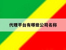 代理平台有哪些公司名称