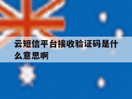 云短信平台接收验证码是什么意思啊