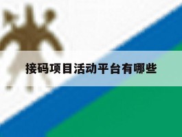 接码项目活动平台有哪些